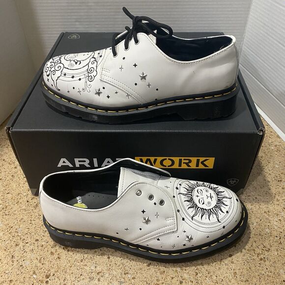 Dr. Martens Cosmic Embroidered Leather Oxford Shoes White Women's US 9 Men's 8